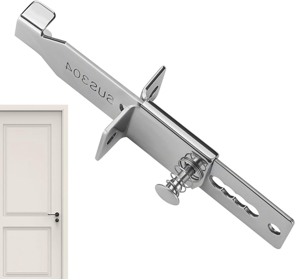 Draagbaar Deurslot - Reisveiligheidsslot Hotel - Extra Beveiliging Thuis - Anti-blokkeer Beveiliging - 12 x 4 x 2 cm - Zilver