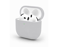 Enluxe Case geschikt voor Airpods 4 – Licht Grijs - Premium Siliconen Hoesje, Valbescherming & Spatwaterdicht, Draadloos Opladen Compatibel