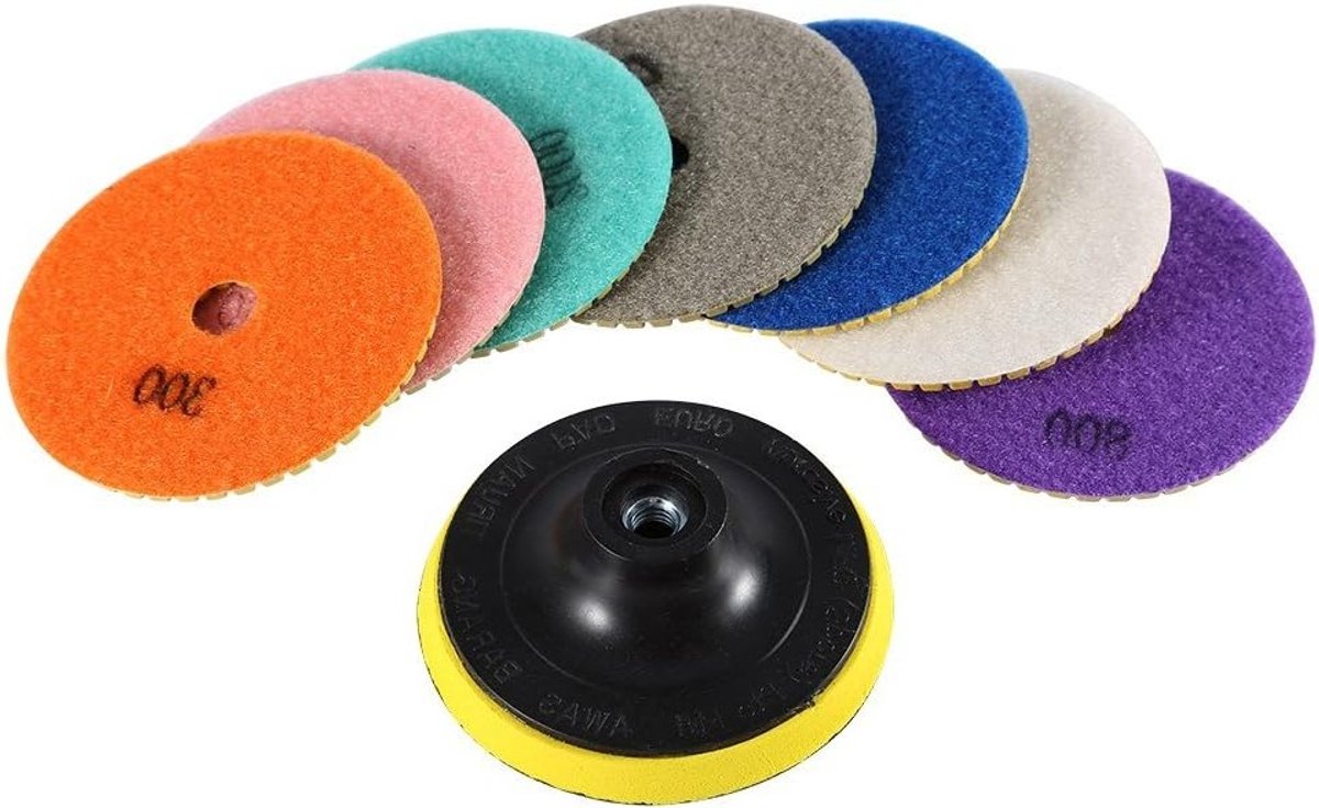8-delige 4-inch diamant schuur- en polijstschijven voor graniet, marmer en beton, nat en droog gebruik