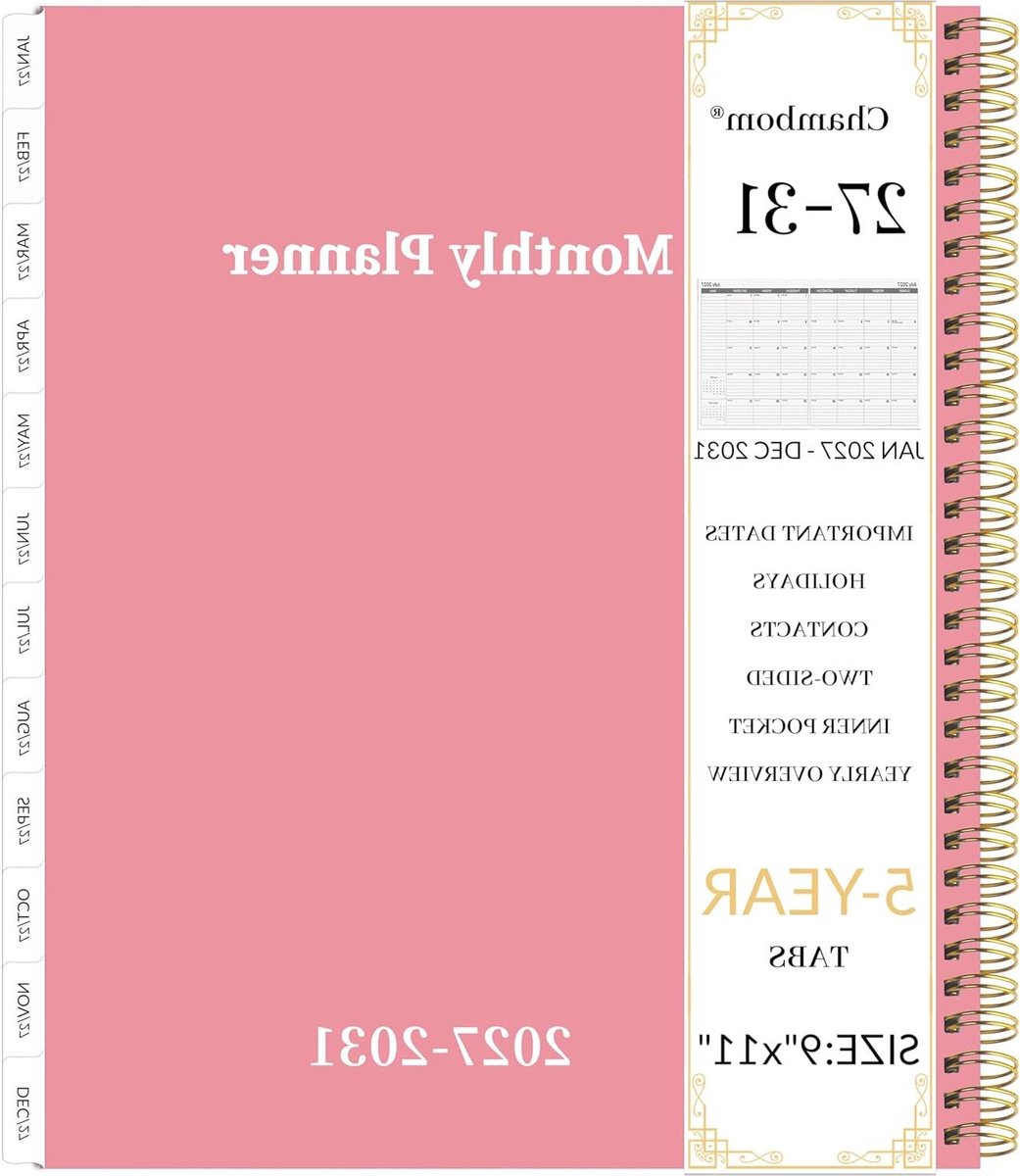 Maandplanner 5 Jaar - Kalender Planner - Planning Maken - Dubbelzijvak - 28 x 23 cm - Roze