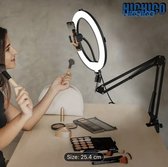 Ringlamp met Statief – Ringlamp Met Telefoonstandaard – voor Livestreamen & Vloggen – Arm Standaard Met Ringlamp - Selfie - lamp - Ringlamp - Tik tok - flitser - Make up light - Arm Standhouder - Ring Light – 12” LED Ring Light Met Standhouder