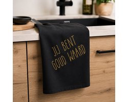 Theedoek met grappige tekst - bedankje voor juf of meester