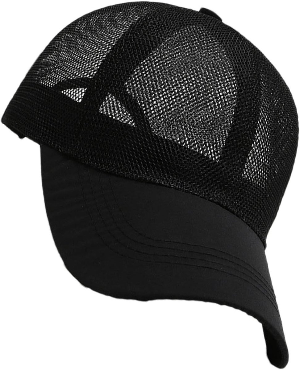 Mesh Pet - Zonnevizier Hoed - Buitenactiviteiten Bescherming - Ademend Ontwerp - 7.5 cm Rand - Zwart