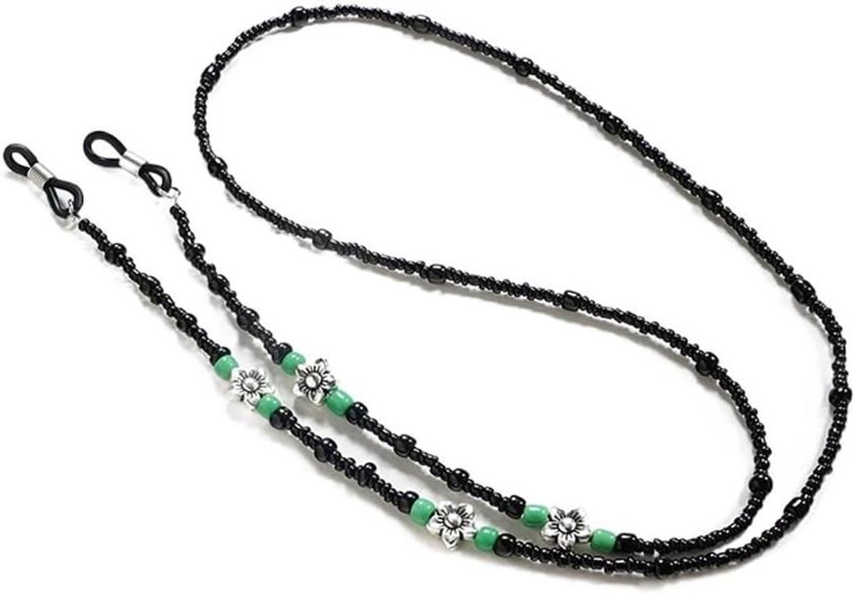 Brillenketting Kristal - Halsketting Bril - Veilig Bril Dragen - Verstelbare Siliconen Ring - 70 cm - Zilverkleurig