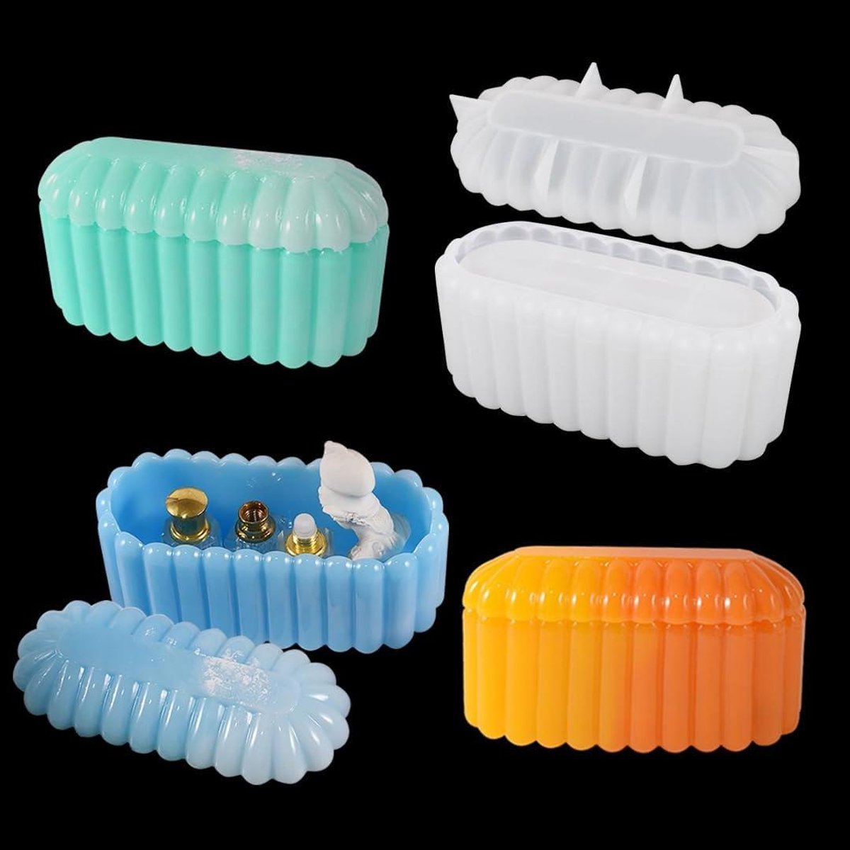 Hars Gietmal - Opbergdoos Mallen - Creatief Knutselen - Inclusief Deksel - 16 cm Lengte - Wit