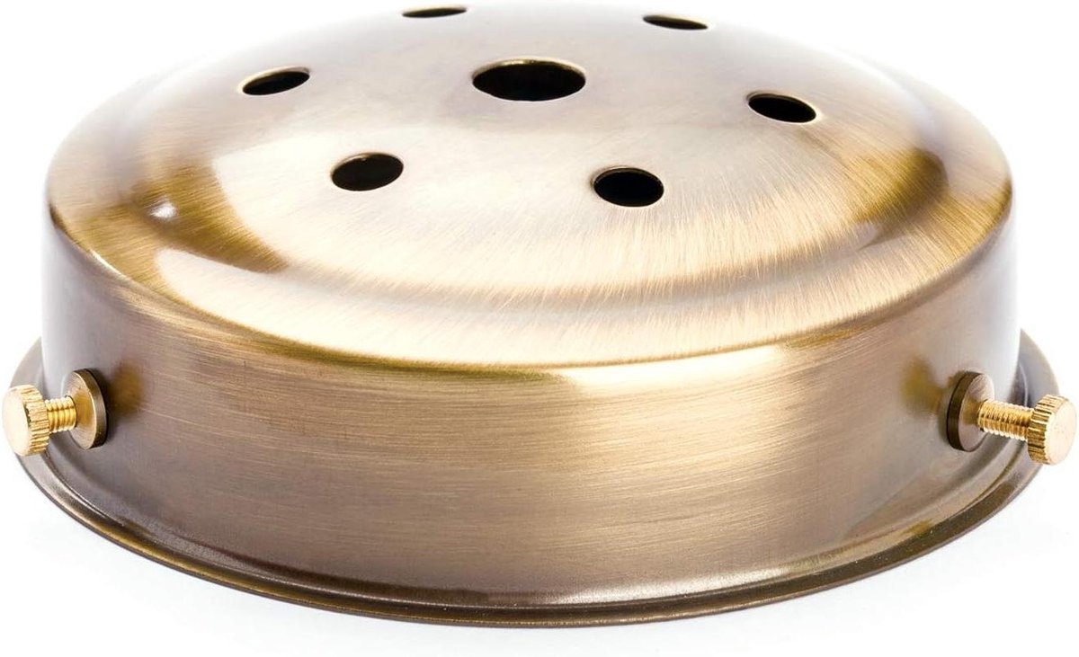 Messing Afdekking - Glashouder Rand - Glas Bevestigen - Met Gekartelde Schroeven - 95mm Diameter - Antiek