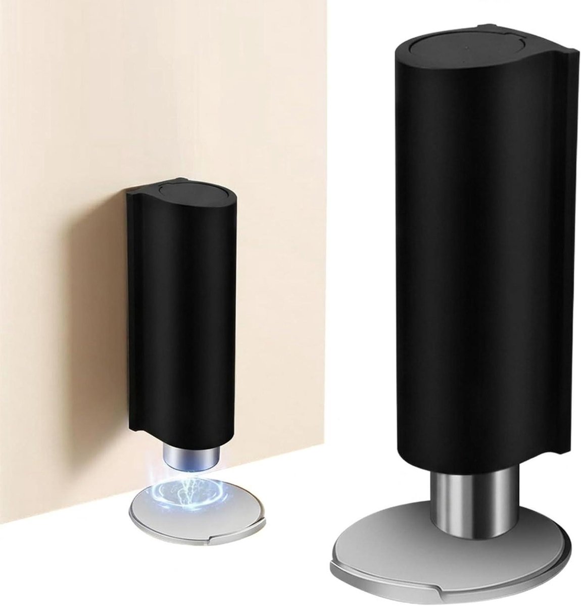 Magnetische deurstopper - Deurvanger metaal - Deur openhouden - Installatie zonder boren - Compact formaat - Zwart