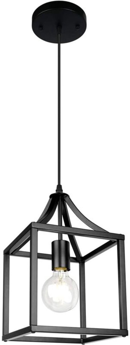 Zwarte geschikt vooralen hanglamp, geschikt voor één lamp, ideaalgeschikt voor eetkamer, keuken, kookeiland, slaapkamer, hal, enz., 220V (lamp niet inbegrepen).