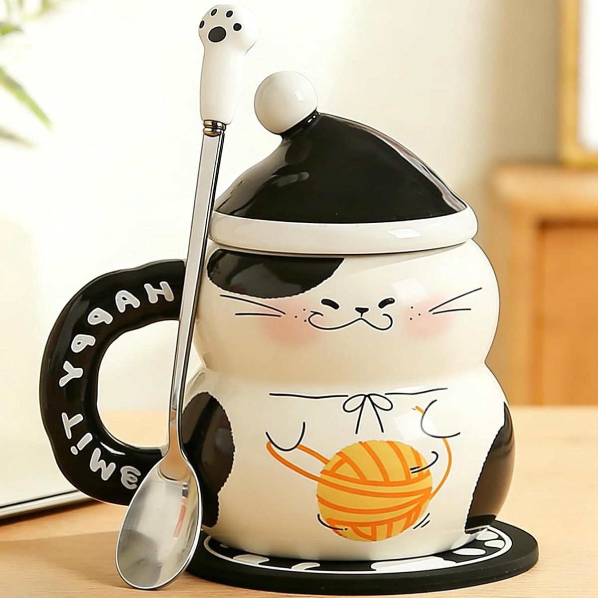 Katten Mok - Thee Mok - Drinken Genieten - Hittebestendig Keramiek - 400 ml - Geel