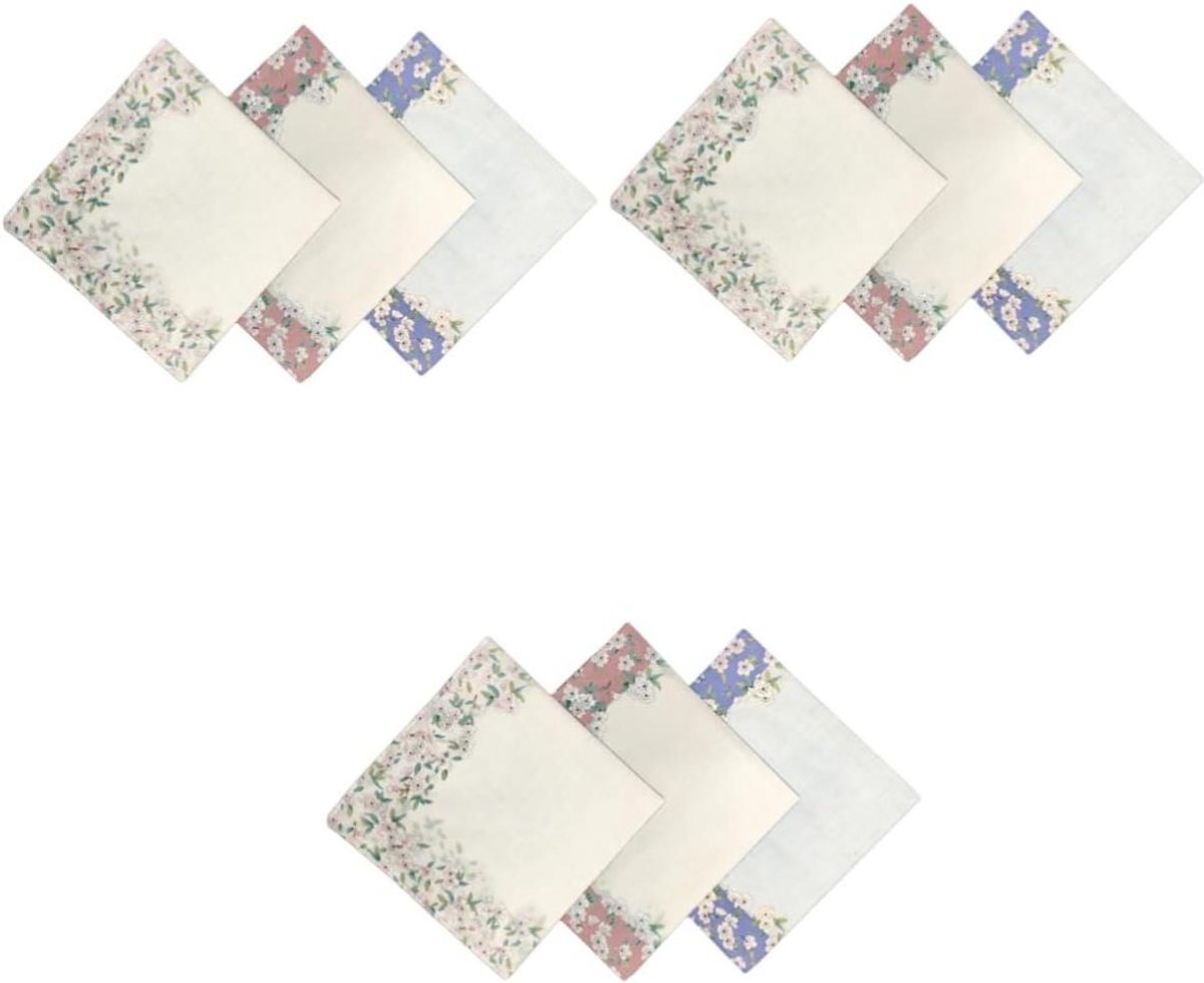 Dames zakdoeken - Katoenen zakdoeken - Dagelijks gebruik - Zacht en absorberend - 9 stuks - Willekeurig
