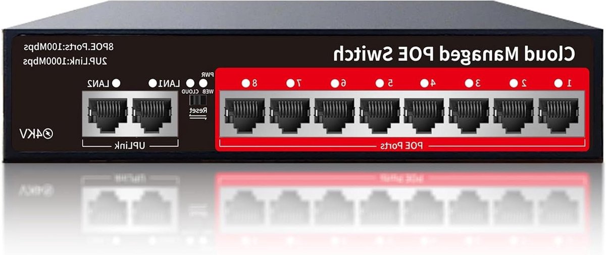 Netwerk Switch - PoE Switch - Netwerk Uitbreiding - AI Verlengfunctie - 10 Poorten - Zwart