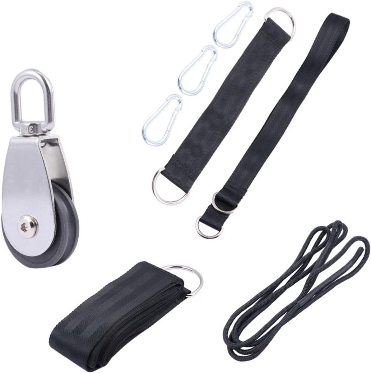 Fitness Kabel Systeem - Kracht Oefening - Spierkracht Opbouwen - Compact Geluidloos - 30 x 25 x 3 cm - Zwart