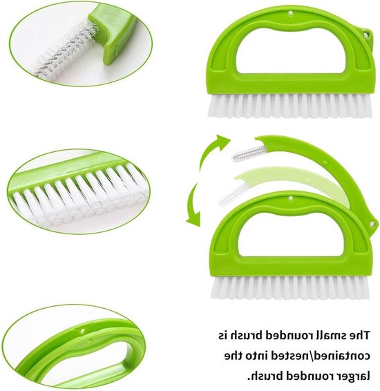 3-pack Tegelvoegschrobborstel voor Diepe Reiniging, Hoekschrobborstel voor Badkamer, Keuken en Douchevloeren met Ergonomisch Handvat van Merkloos	 — afbeelding 2