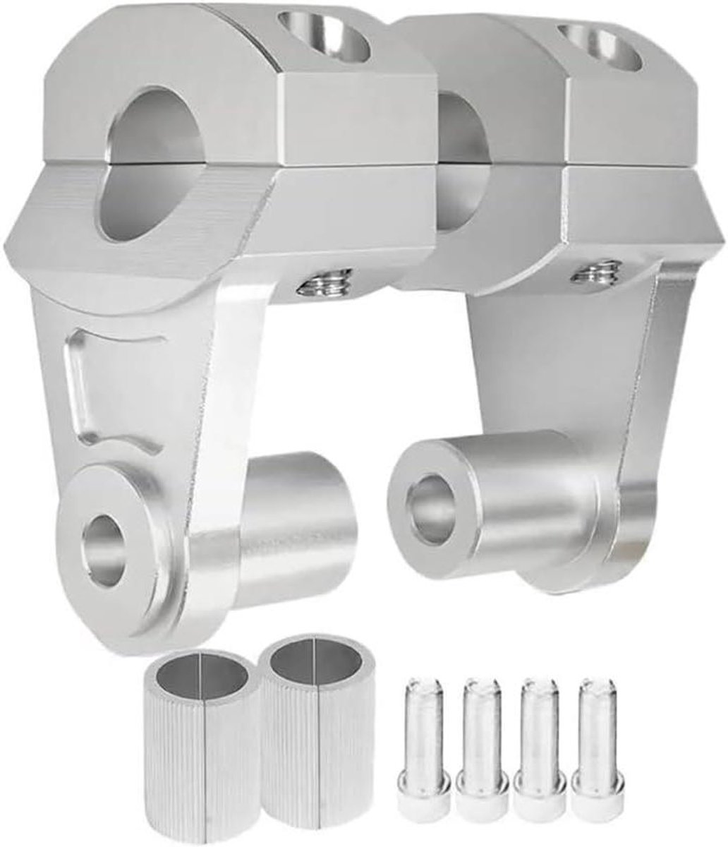 Motorfiets Stuurverhogers - Stuur Mount Klem - Rijcomfort Verbeteren - Verstelbare Diameter - 22-28 mm - Zilver