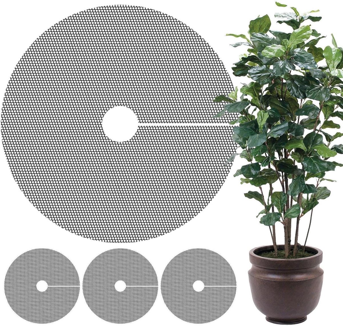 Plantenpot Beschermers - Bodembescherming Potten - Net Tuinieren - Snijdbaar Ontwerp - 4 Stuks - Groen
