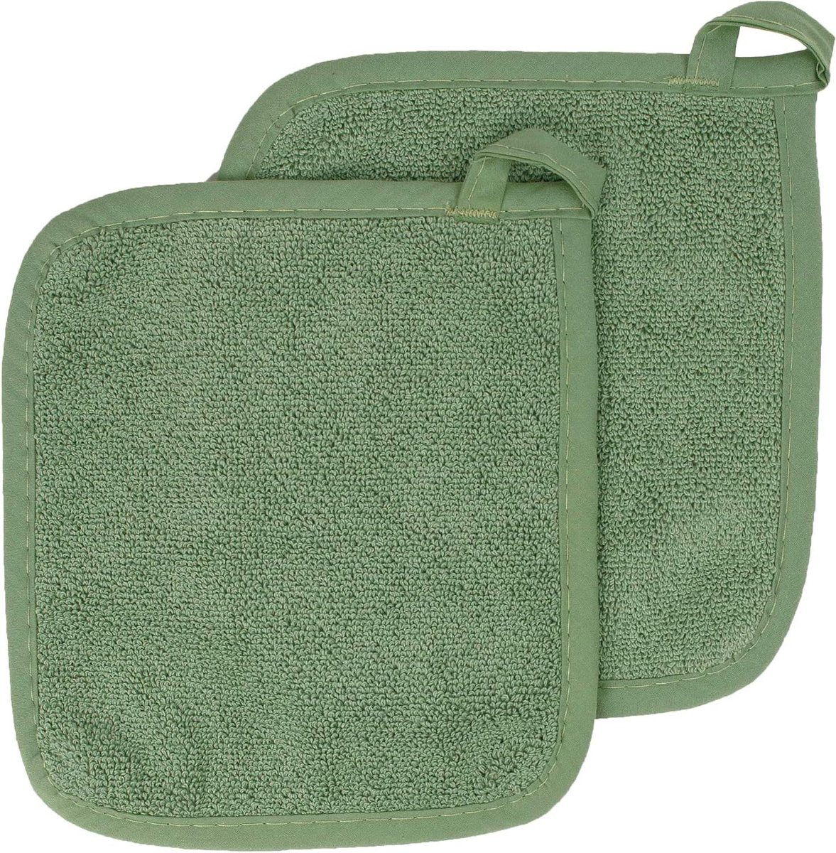 Pannenlap Set - Keukenwanten Hittebestendig - Bescherming Keuken - 100% Badstof Katoen - 2 Stuks - Groen