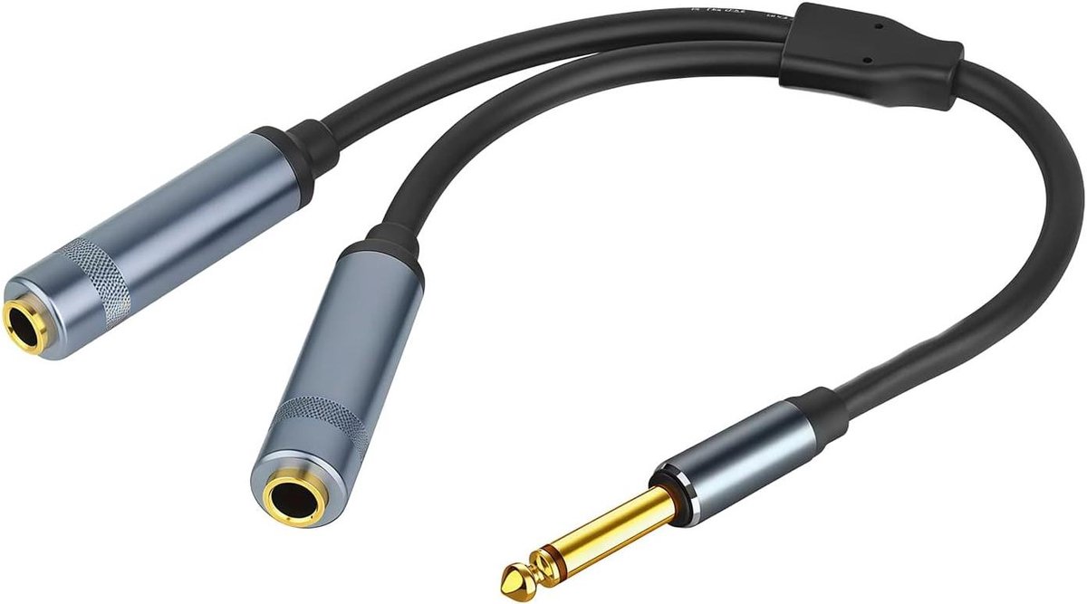 Y Kabel - Audio Splitter - Geluidsdeling - Enkelkanaals - 30 cm - Zwart
