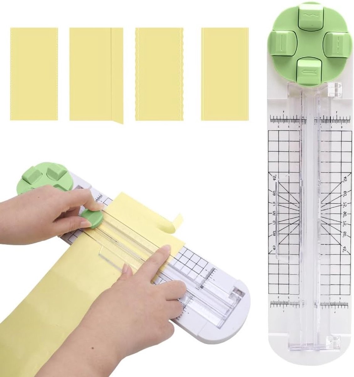 4-in-1 Papier Snijder met Rechte, Golvende, Perforerende en Schuine Snijknives voor Scrapbooking en Foto's