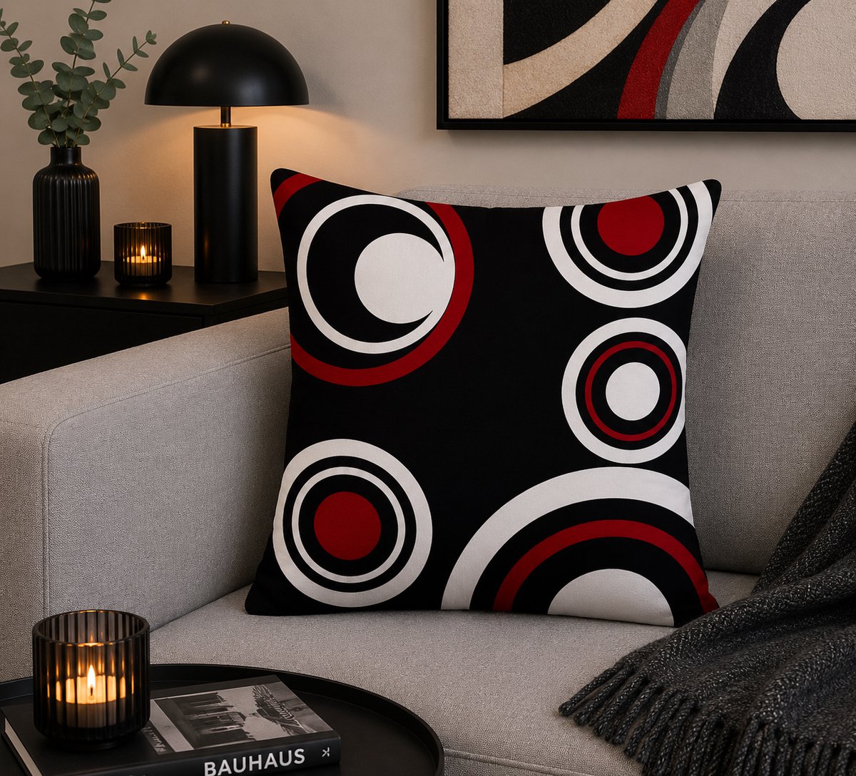 Artistieke designer kussenhoes - Wijnrood - Sierkussenhoes - Sierkussen - 45x45 cm