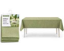 Tafelkleed Groen 130 x 180 cm – Rechthoekig Tafelkleed – Geweven Motief – Polyester – Voor Binnen en Buiten – Tuin Tafelkleed