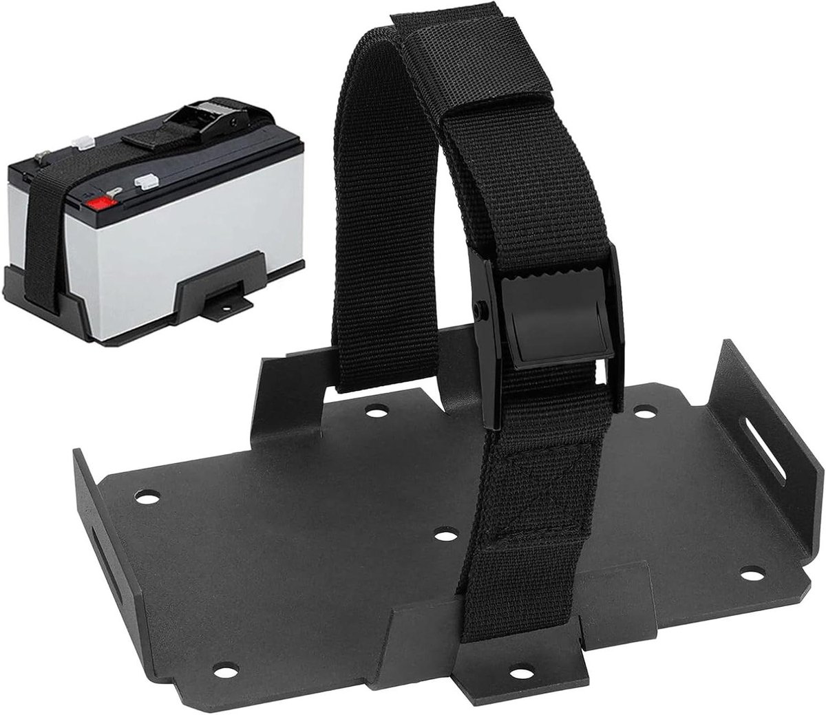 Batterijhouder - Opbergdoos Accu - Accu Organiseren - Verstelbare Riemen - 17 x 13 x 5 cm - Metaal