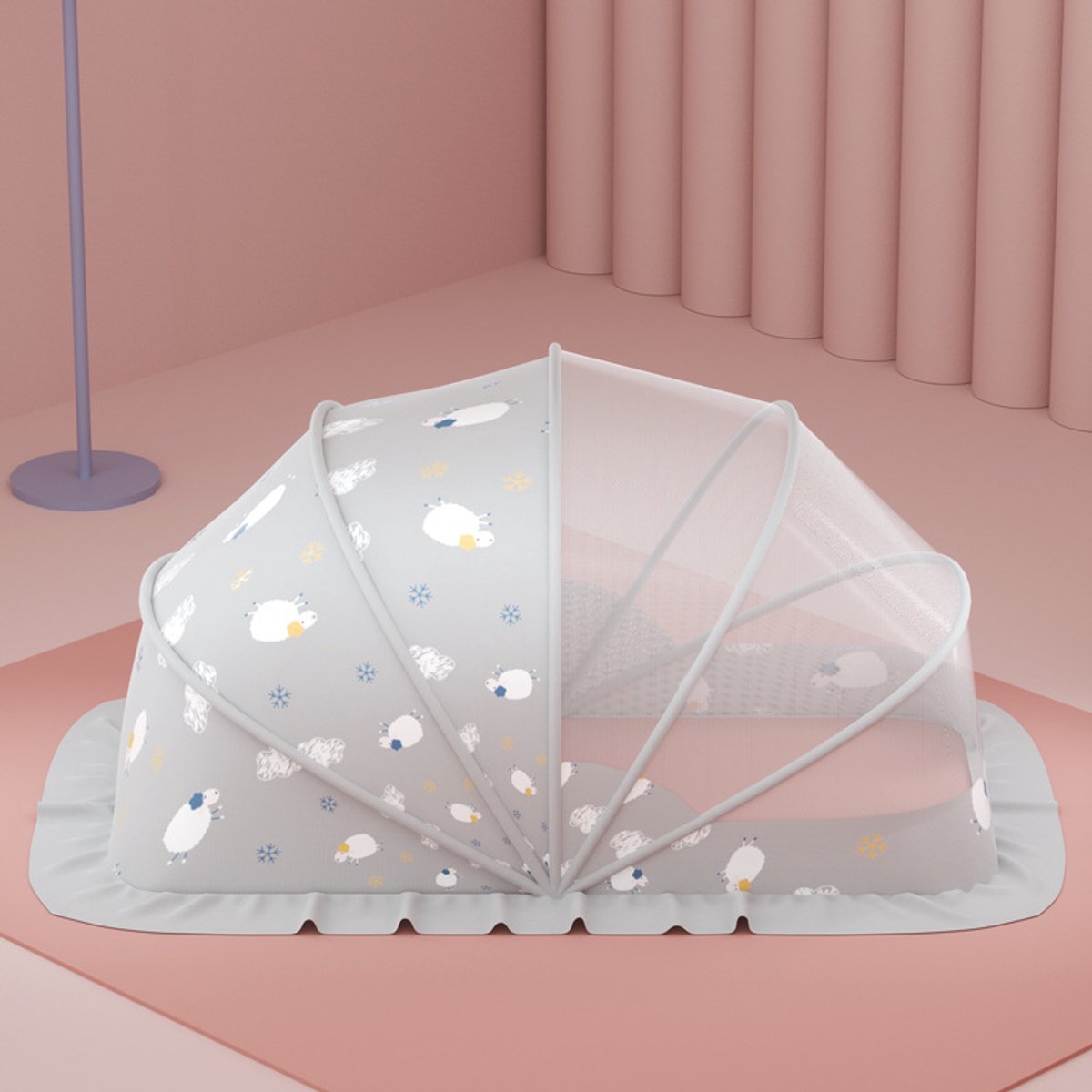 Baby klamboe Baby hemeltje opvouwbaar Baby Muggen Tent Net, Ademend Bodemloos Draagbaar Wieg Net Zonnescherm voor Baby's, Peuters, Eenvoudig Gebruik, voor de Veilige Slaap van Uw Baby 120x60x65 cm (0-3 jaar, Grijs)