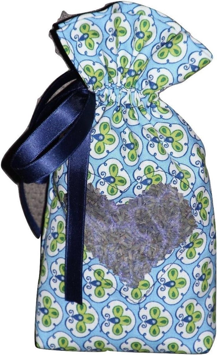 Lavendelzakje - Geurzakje - Kleding beschermen - Handgemaakt - 19 cm hoog - Wit Blauw Groen