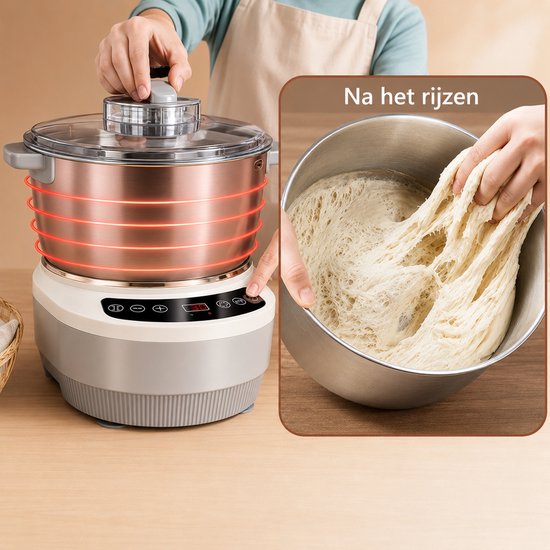Jensaro Deegkneedmachine 7L - Elektrische Deegmixer Met Fermentatie/Rijsfunctie - RVS Mengkom - Voor Brood, Pizza Of Koekjes — afbeelding 5