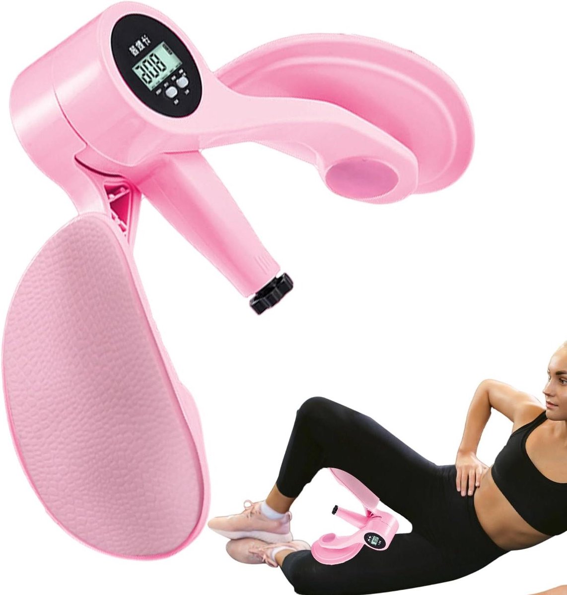 Bekkenbodemtrainer - Heup trainer - Spieropbouw thuis - Digitale teller - Verstelbaar - Roze