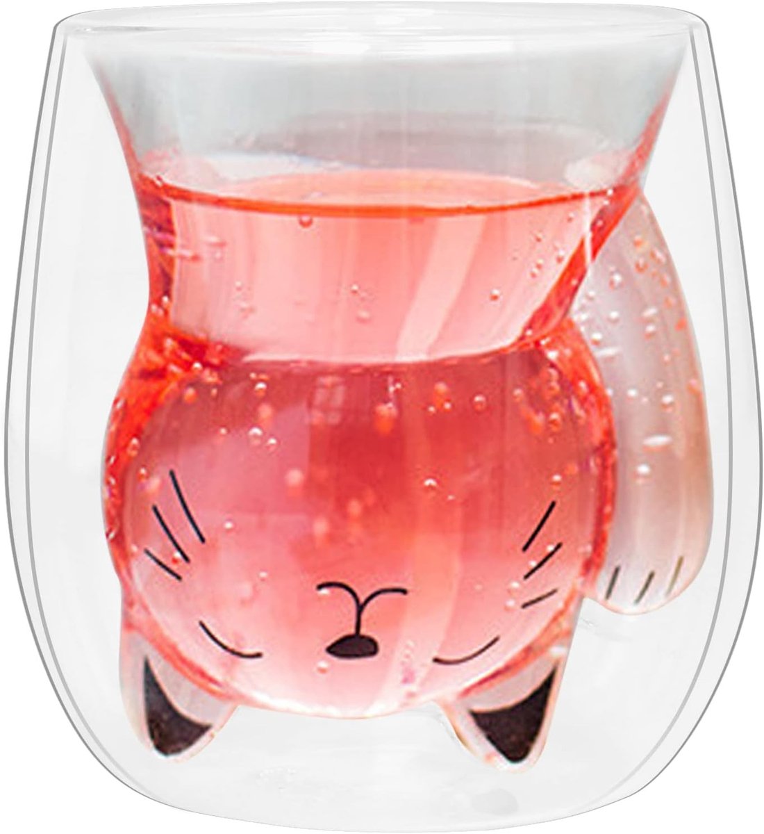 Dubbelwandige Koffiekop 200 ml - Schattige Kattenkop - Koffieglazen voor Dranken