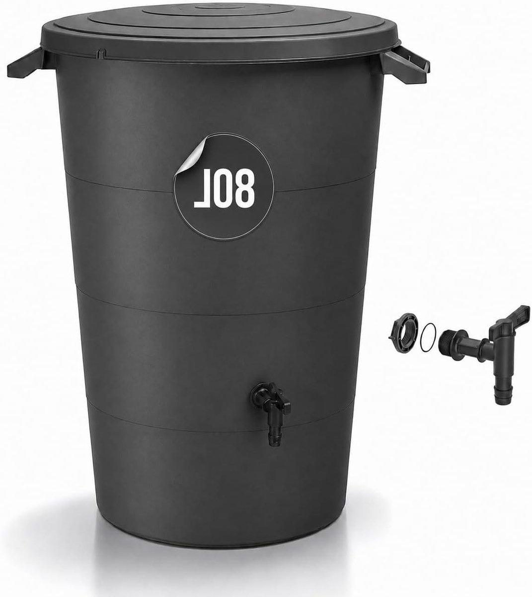 Regenton - Waterton Tuin - Water Besparen - Inclusief Kraan - 80 Liter - Zwart