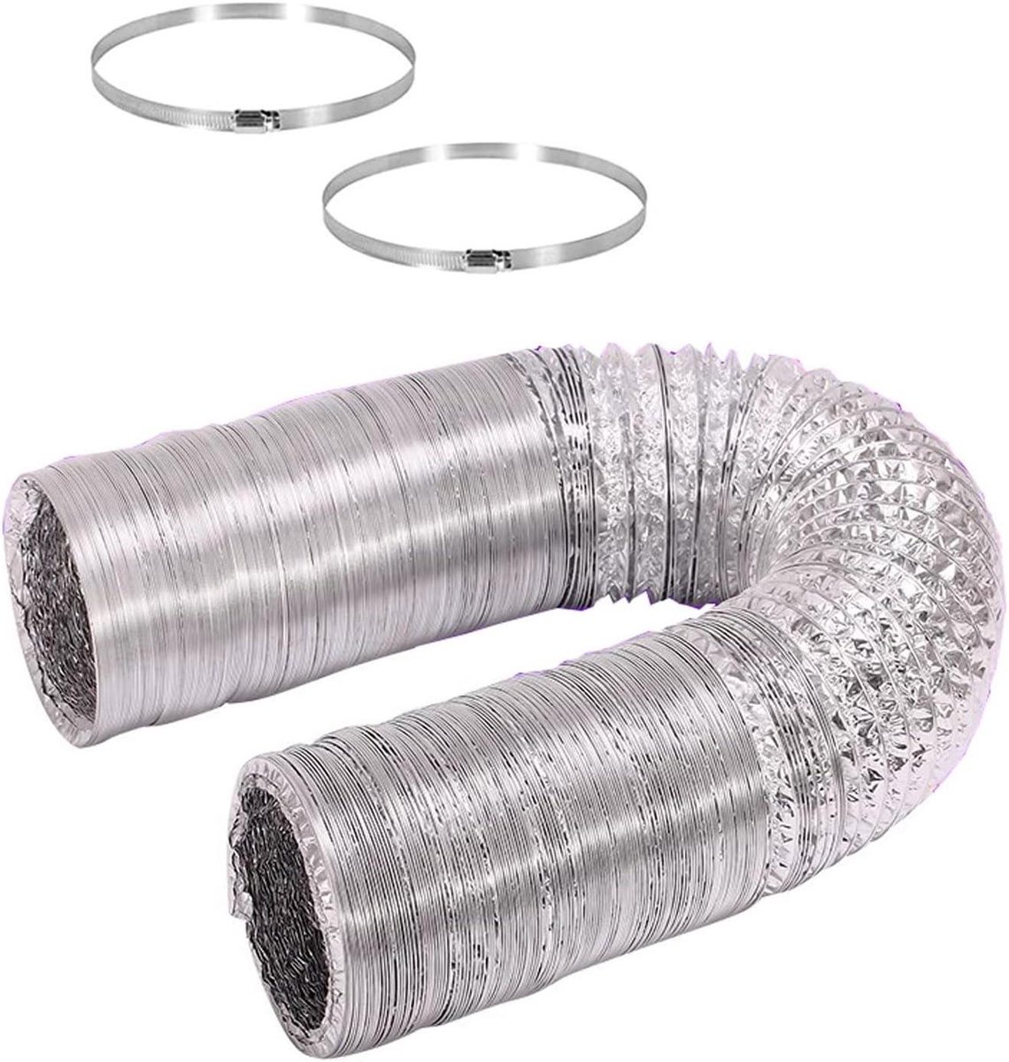 Afzuigkap slang - Flexibele kanaalslang - Ventilatie verbeteren - Hittebestendig aluminium - 2 meter 150mm - Grijs