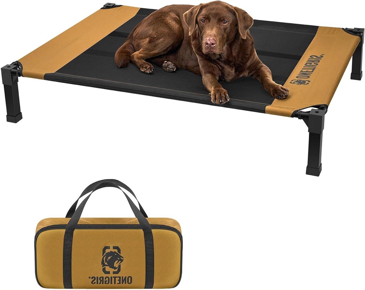 Verhoogd Hondenhok - Hondenmand - Buiten Ontspannen - Ventilerend Gaas - 130 x 91 cm - Bruin