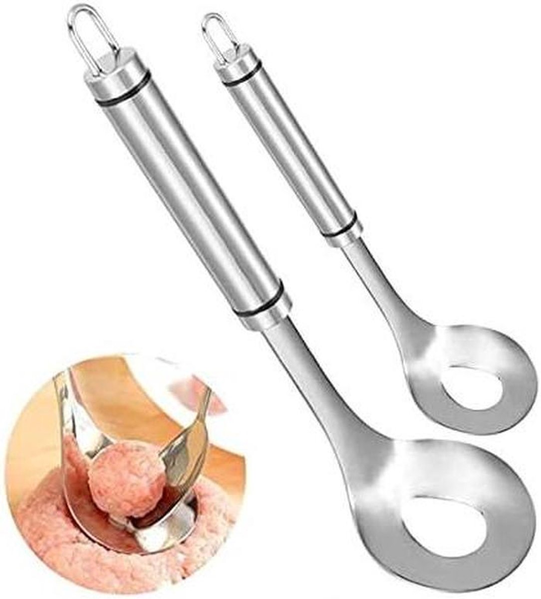 Ballenmaker Set - Keuken Tools - Eten Bereiden - Roestvrij Staal - 2 Stuks - Zilverkleurig