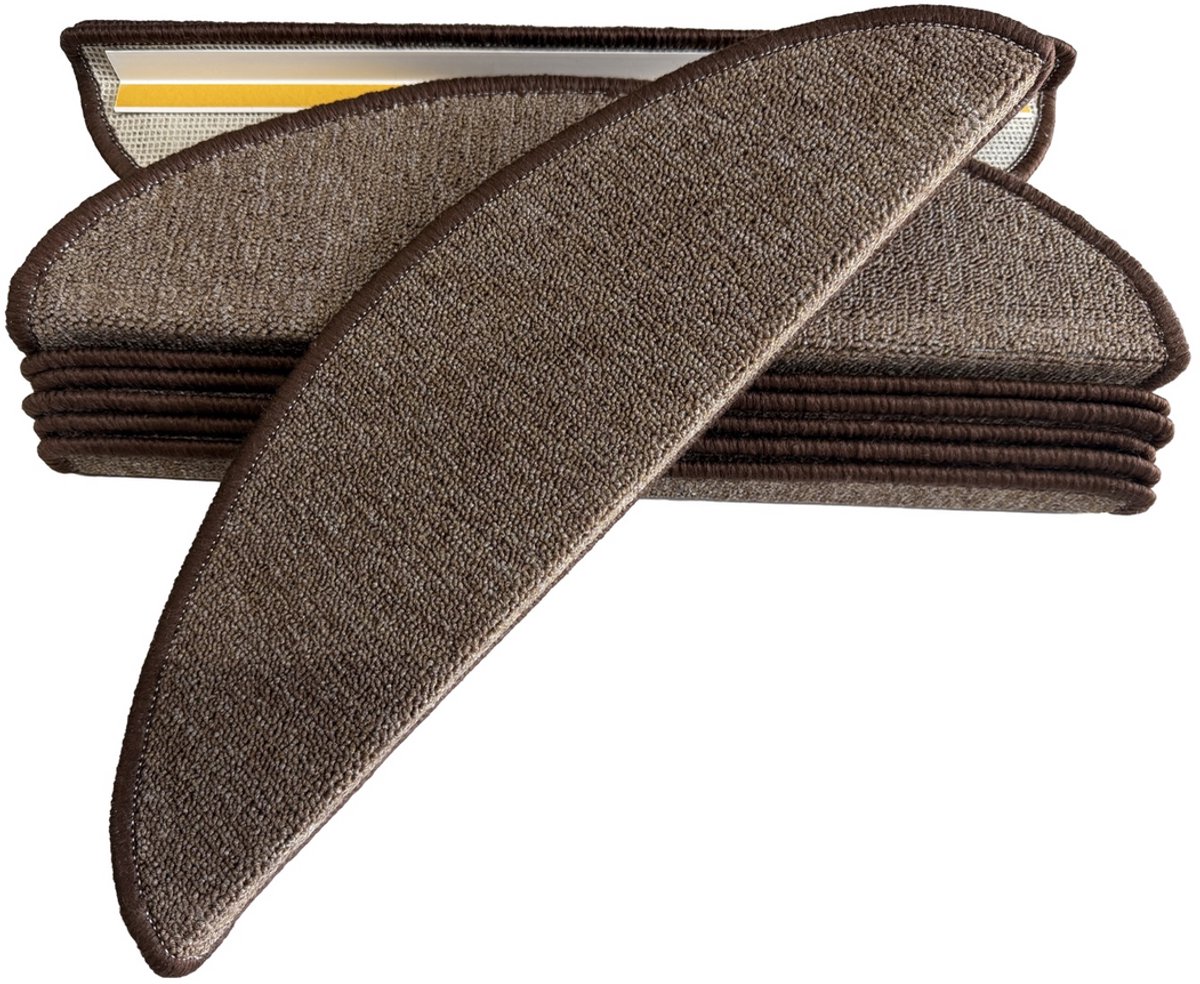 Trapmatten Set - Choco Bruin - 15 Stuks - 56x17x3cm - Zelfklevende Halve Maantjes voor Trap