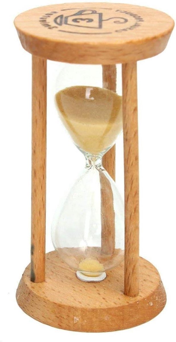 Houten Zandloper - Tijdklokje - Tijd Meten - Minimalistisch Design - 5 Centimeter - Geel