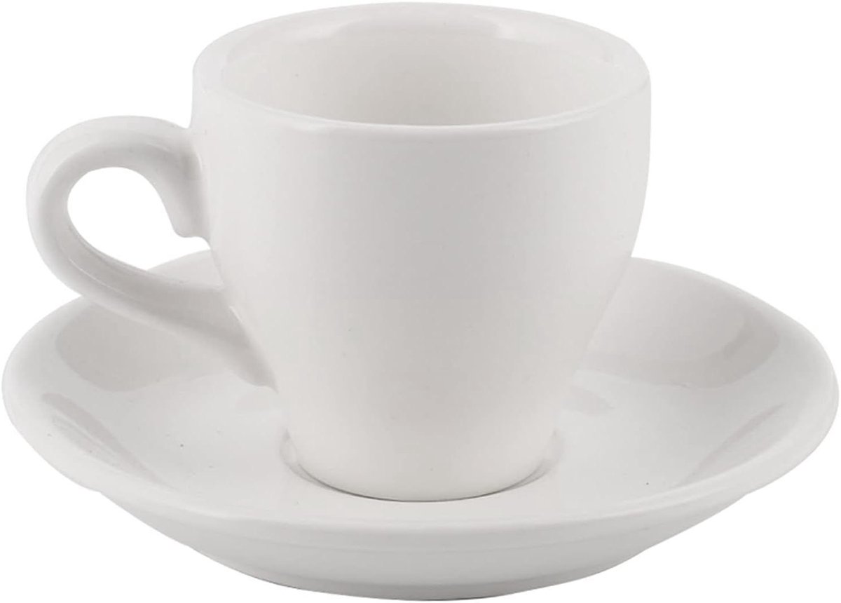 Kop en schotel - Espresso set - Koffie moment - Keramisch materiaal - 80 ml capaciteit - Wit