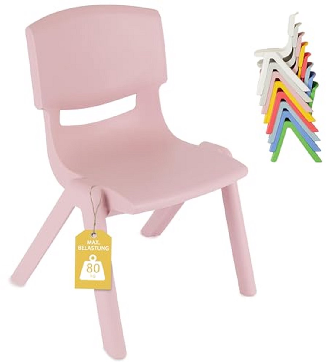 Kinderstoel Plastic - Kindertafelstoel - Binnen en buiten - Stapelbaar en kantelbestendig - 36 x 34 x 51 cm - Roze
