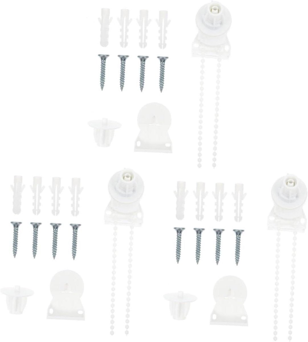Rolgordijn Bevestigingen - Raambekleding Onderdelen - Gordijnen Monteren - Compleet Reparatieset - 3 Sets - Diverse Kleuren