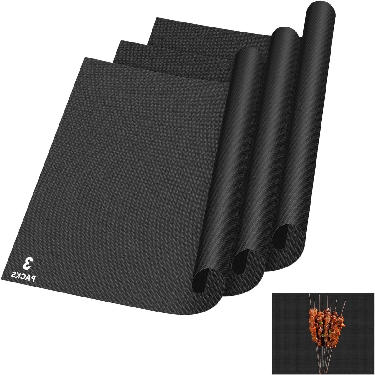 Ovenvoeringen 3 Stuks 40cm x 50cm Zware Teflon Ovenmatten, Herbruikbare Anti-aanbak Bakmat voor Gasfornuizen en Heteluchtovens, BPA-vrij en Duurzaam