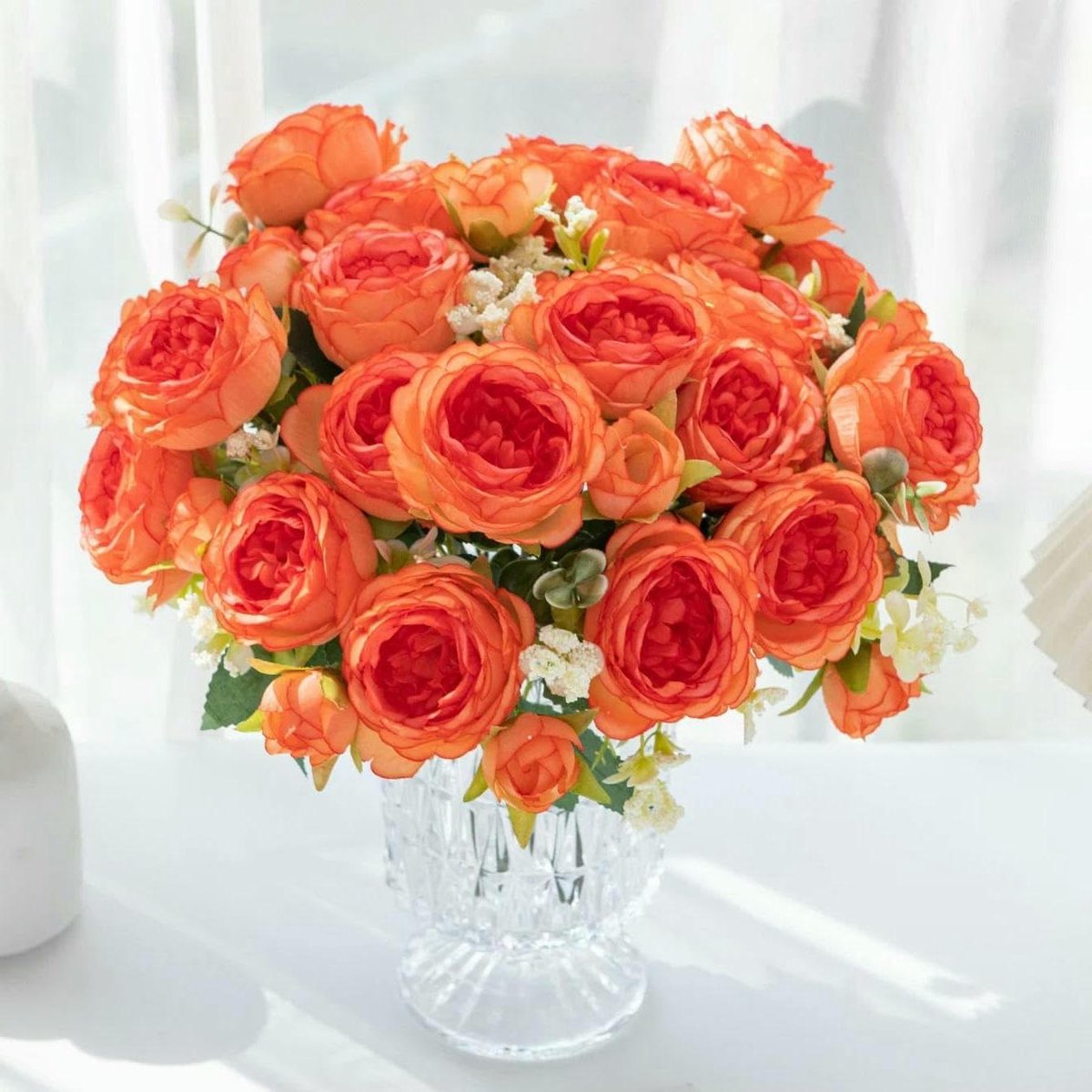Kunstbloemen Witte Pioenrozen - Nep Zijde Bloemen - Huis Decoratie - Hoge Simulatiegraad -