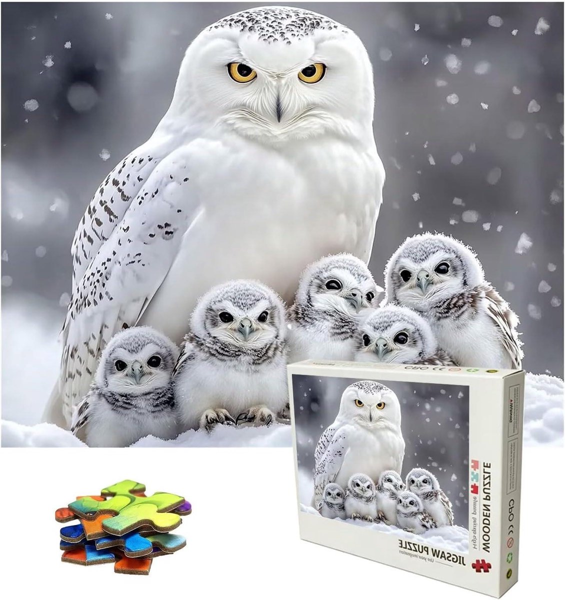 Houten Puzzel Uil - Jigsaw Puzzel 1000 Stukjes - Ontspanning en Geestelijke Training - Premium Lindehout Kwaliteit