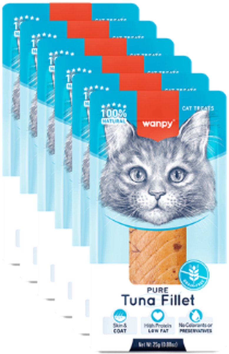 Wanpy - Tonijnfilet puur - voor kat - 6x 25 gram