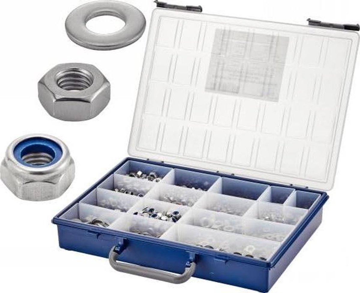 Schroefset - Moeren en ringen - Bevestigen van objecten - Roestvrij staal A4 - 4.5 kg - Zilverkleurig