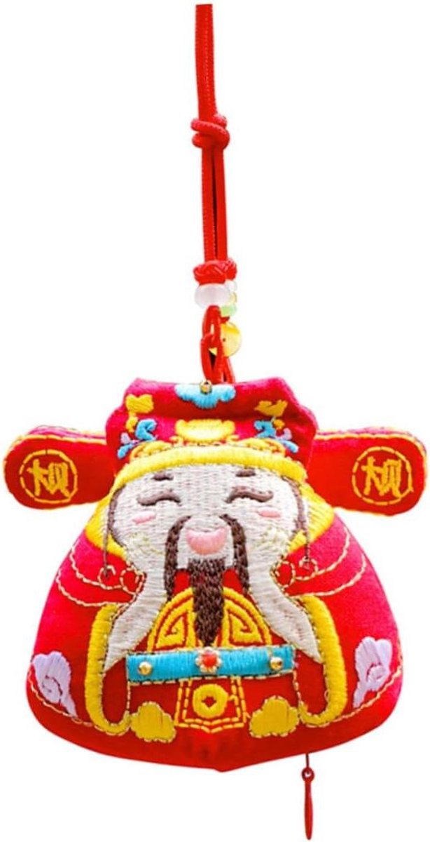 Geluksgod Hanger - Feng Shui Zakje - Auto Decoratie - Handgemaakte Draagbedel - 9x8CM - Ro