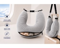 Cozyvent XL Multifunctioneel Reiskussen met Extra Opbergruimte - Voor Vliegtuig Trein en Auto - nekkussen - rugkussen voor reizen - handbagage besparen - opvulbaar reiskussen - reiskussen met draagriem - reisaccessoires vliegtuig