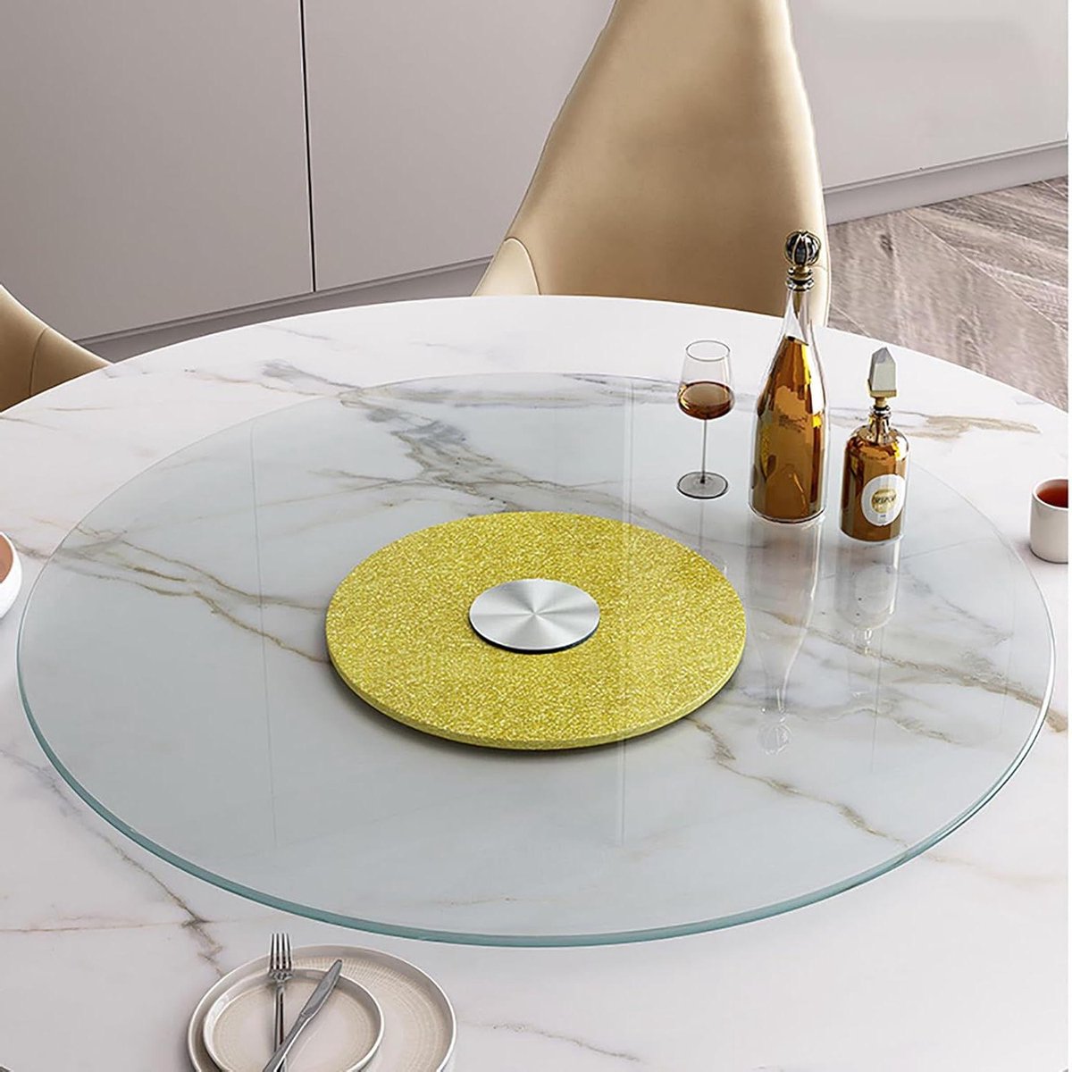 Draaibaar Dienblad - Luie Susan - Tafel Delen - Gehard Glas - 31 Inch Diameter - Transparant