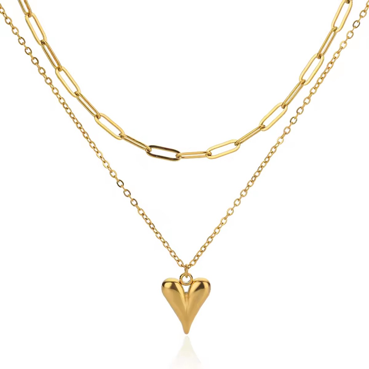 Ketting hartje - RVS - goudkleurig
