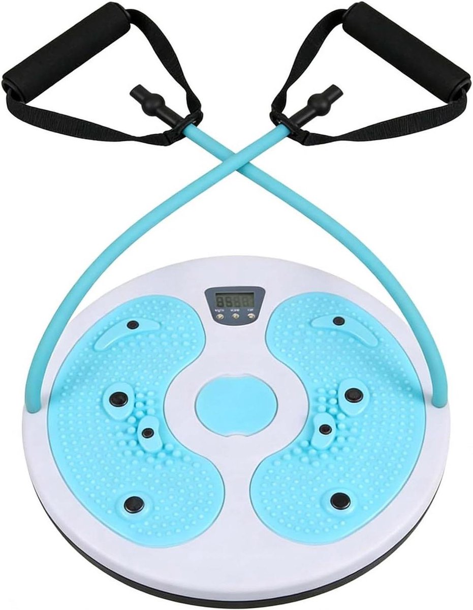 Twist Board - Draaischijf Fitness - Core Training - Met Calorieënteller - 28 cm - Blauw en wit