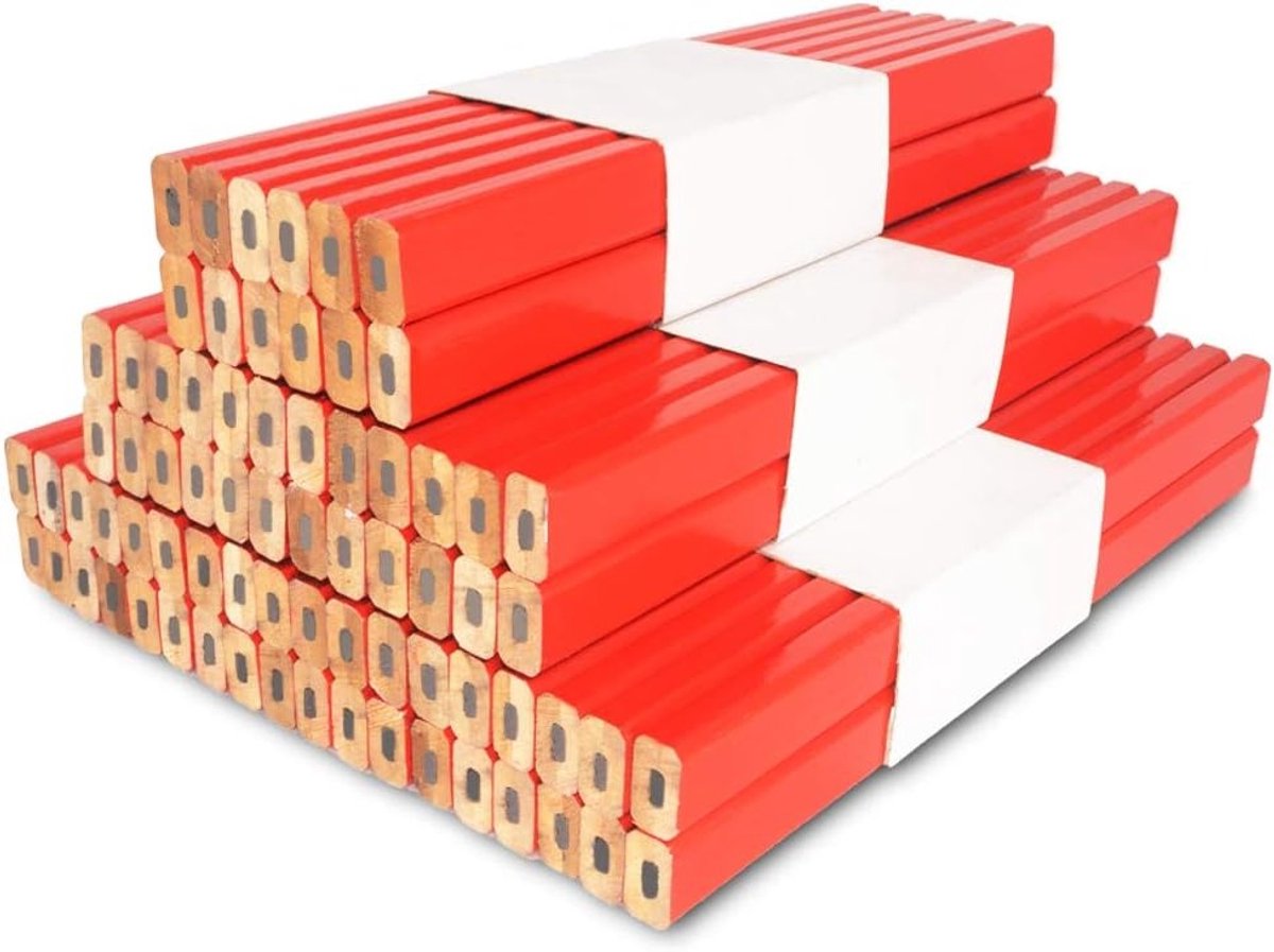 72 Stuks Houten Potloden voor Timmerwerk - Octagonale 7 Inch Potloden met Zwarte Lood voor Precisie Markeringen en Houtbewerking